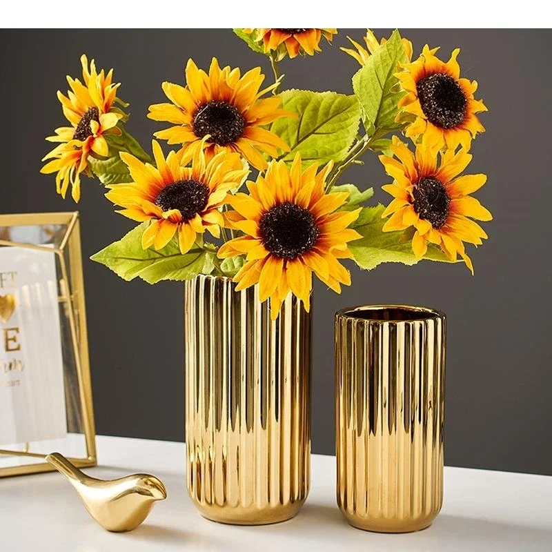 American Striped Golden Vase Flower Arrangement Plant Decoration Electroplating Hydroponic Wedding Home