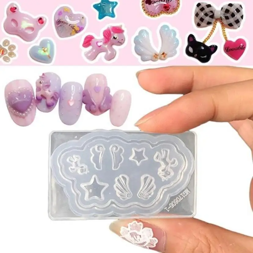 3D Acrylic Nail Art Mold Cartoon Flamingo Shape Resin Nails Art Mould For DIY UV Gel Gemstone Nailing Decoration Silicone Molds