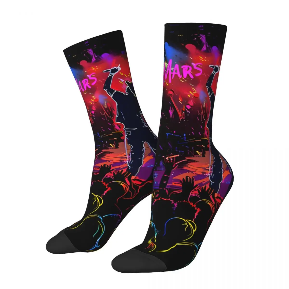 Funny Happy Tour Concert E Men's Socks Retro Harajuku Bruno Mars Hip Hop Novelty Seamless Crew Crazy Sock Gift Printed