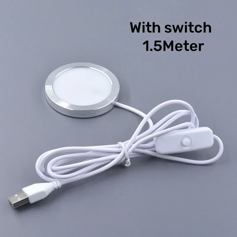 

LED Spotlight USB 5V Ultra-thin Cabinet Mini Lamp with Switch 3w Display Jewelry Ceiling Spotlight with 3M Sticker Indoor