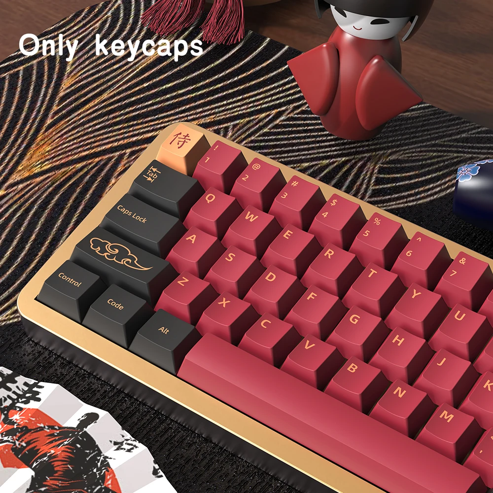 Blue Red Samurai PBT Keycaps For Mechanical Keyboard DIY Brazilian Korean Japanese Spanish French ISO 7U Cherry Profile keycap