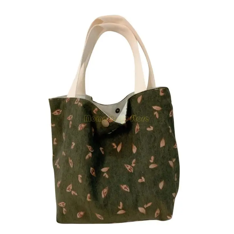 

X90D Small Corduroy Tote Bags with Handles for Women Girls Flower Print Summer Beach Bag Casual Handbag Shopper Purses