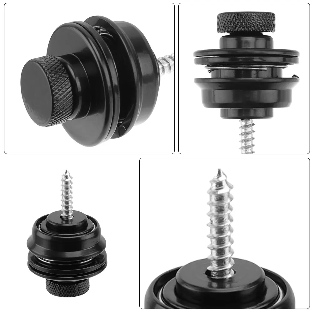 

2 Pcs Locked Strap Buckle Guitar Accessories Locking Locks Buttons Fastener Black
