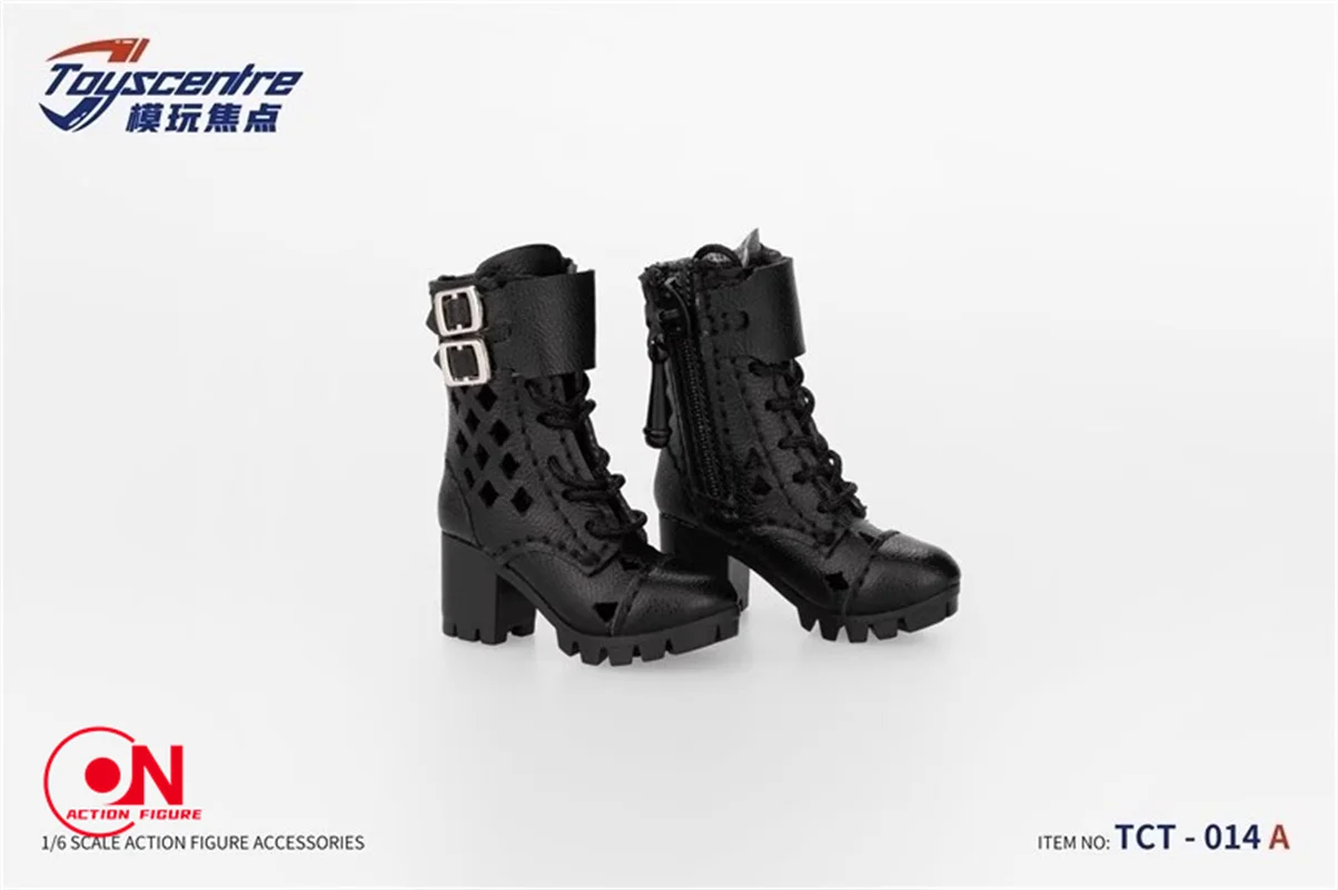 1/6 스케일 TCT-014 여성 군인 부츠 하이 탑 지퍼 신발 12 "액션 피규어 바디 용 중공 부츠
