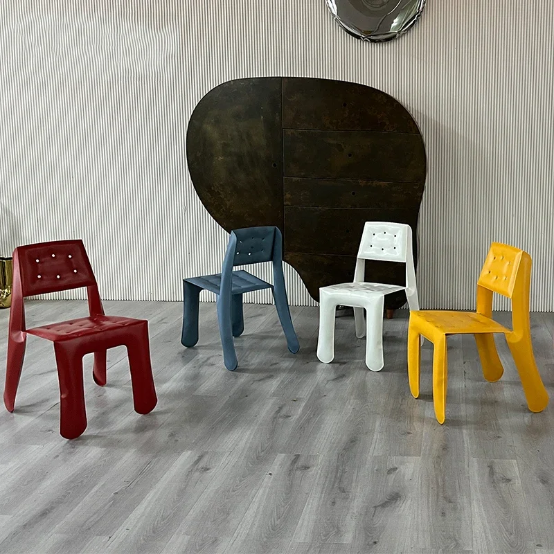 Furniture Stainless Steel Inflatable Balloon Chair Designer Living Room Single Dining Chairs Metal Bedroom Backrest Makeup Stool image 3
