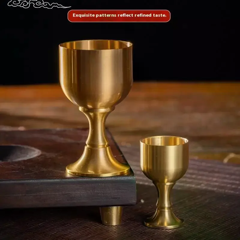 Brass Wine Glass Goblet Tabletop Mini Shot Copper Crafts Red White Wine Trumpet Copper Decoration for Restaurant