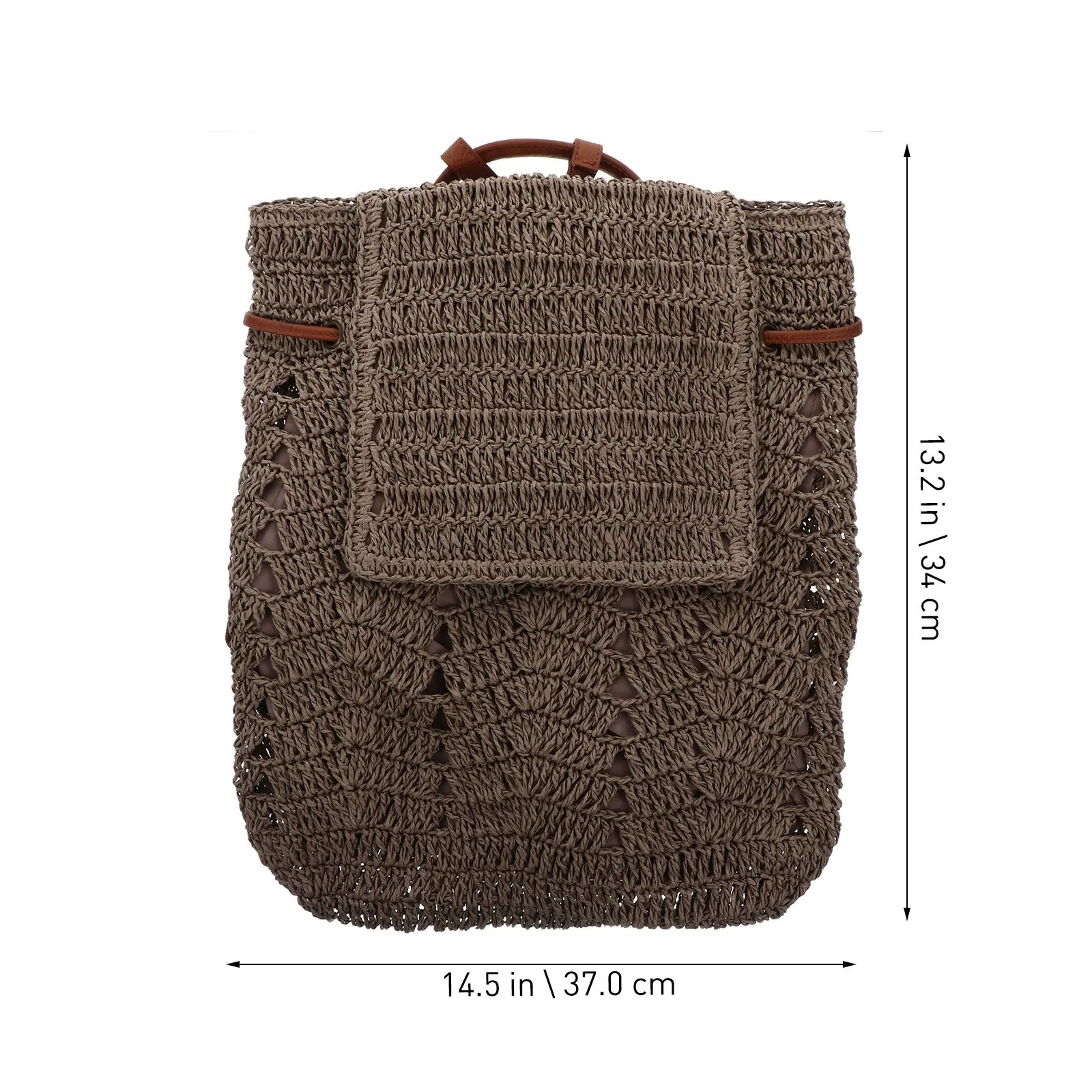 1Pcs Straw Woven Bag Moderate Size Drawstring Storage Shoulder Bag for Daily Outdoor Beach Trip Summer Fashion Backpack