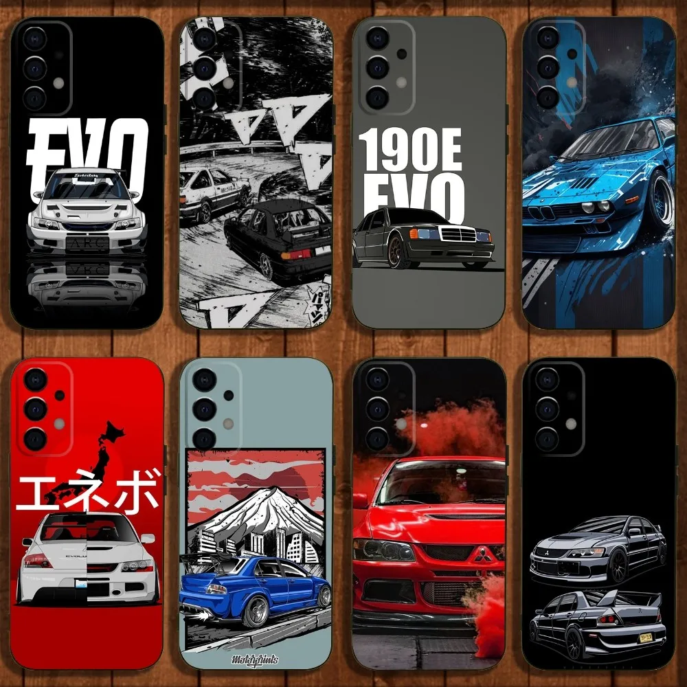 J-JDM Car E-Evo Phone Case For Samsung Galaxy A13,A21s,A22,A31,A32,A52,A53,A71,A80,A91 Soft Black Cover