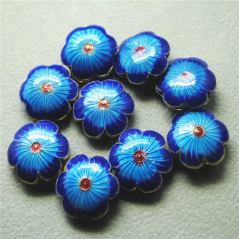 10PCS Hot Cloisonne Matching Beads Blue Colors Hollow Inside 20MM For Fashion Womens Bracelets Making Accessories Good For Your