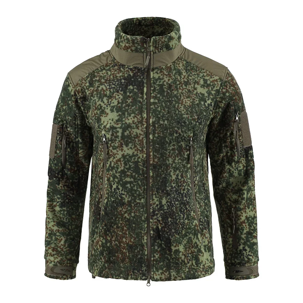 Jaqueta tática de camuflagem multi-bolso masculina, casaco de caminhada, outerwear de lã quente, gola alta, outono, inverno, novo