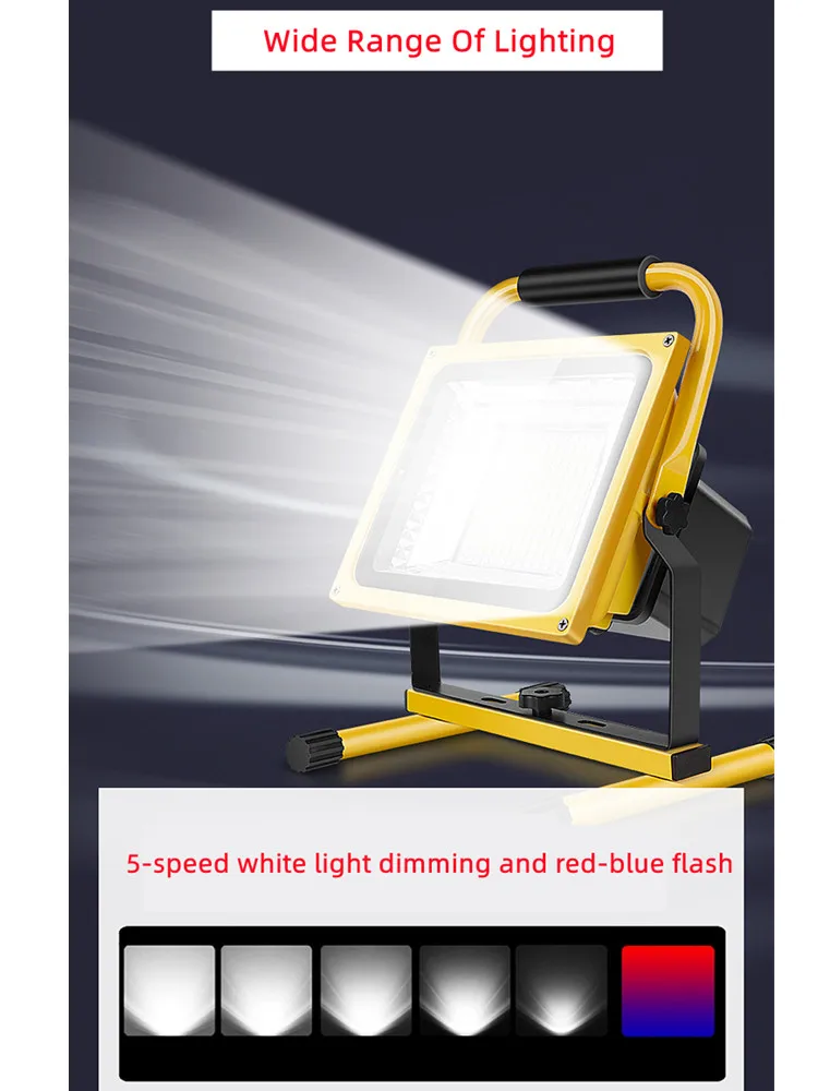 Strong 100W LED Rechargeable Floodlight Outdoor Emergency Site Outage Camping Street Sales Home Portable Light