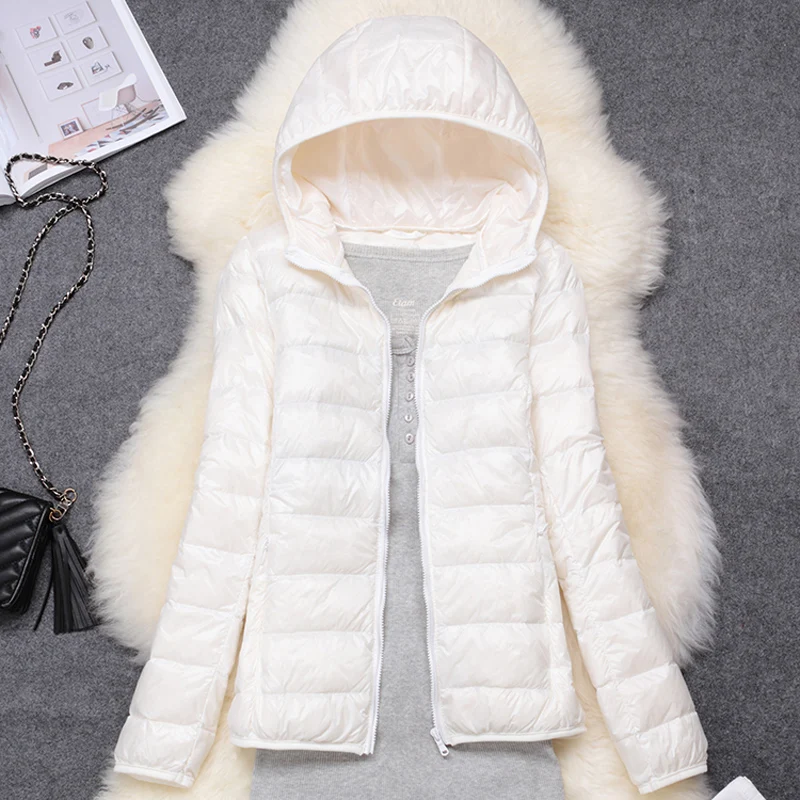 Women Puffer Jacket 15 Colors Plus Size 5XL 2025 New Spring Autumn Female Ultra Lightweight Packable Hooded Down Coats