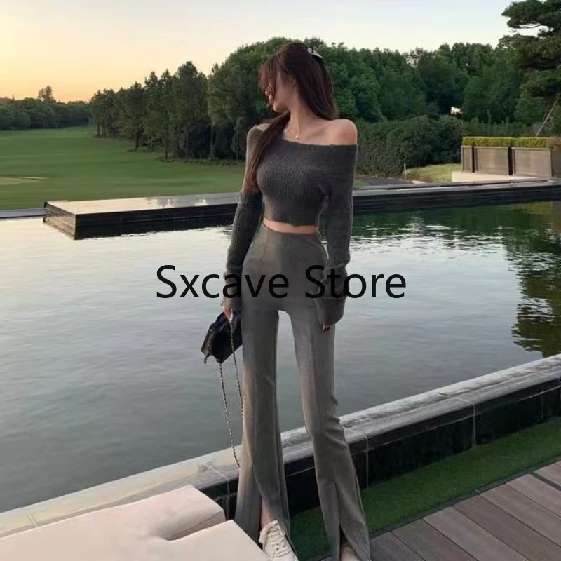 2023 Autumn Casual Elegant Knitted Sweater Women Long Sleeve Slim Y2k Crop Tops Female Outwear Design Pullover Korean Fashion