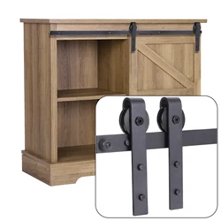 Small Cabinet Sliding Barn Door Hardware Kit Door Roller Rails Closet Cupboard Storage Cabinet Hanging Rail Furniture Accessorie