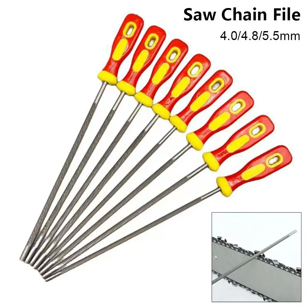1Pcs New High Carbon Steel Chain Files 4.0/4.8/5.5mm Plastic Handle Saw Sharpener Round Sharpening Tool Hand Tools Accessories