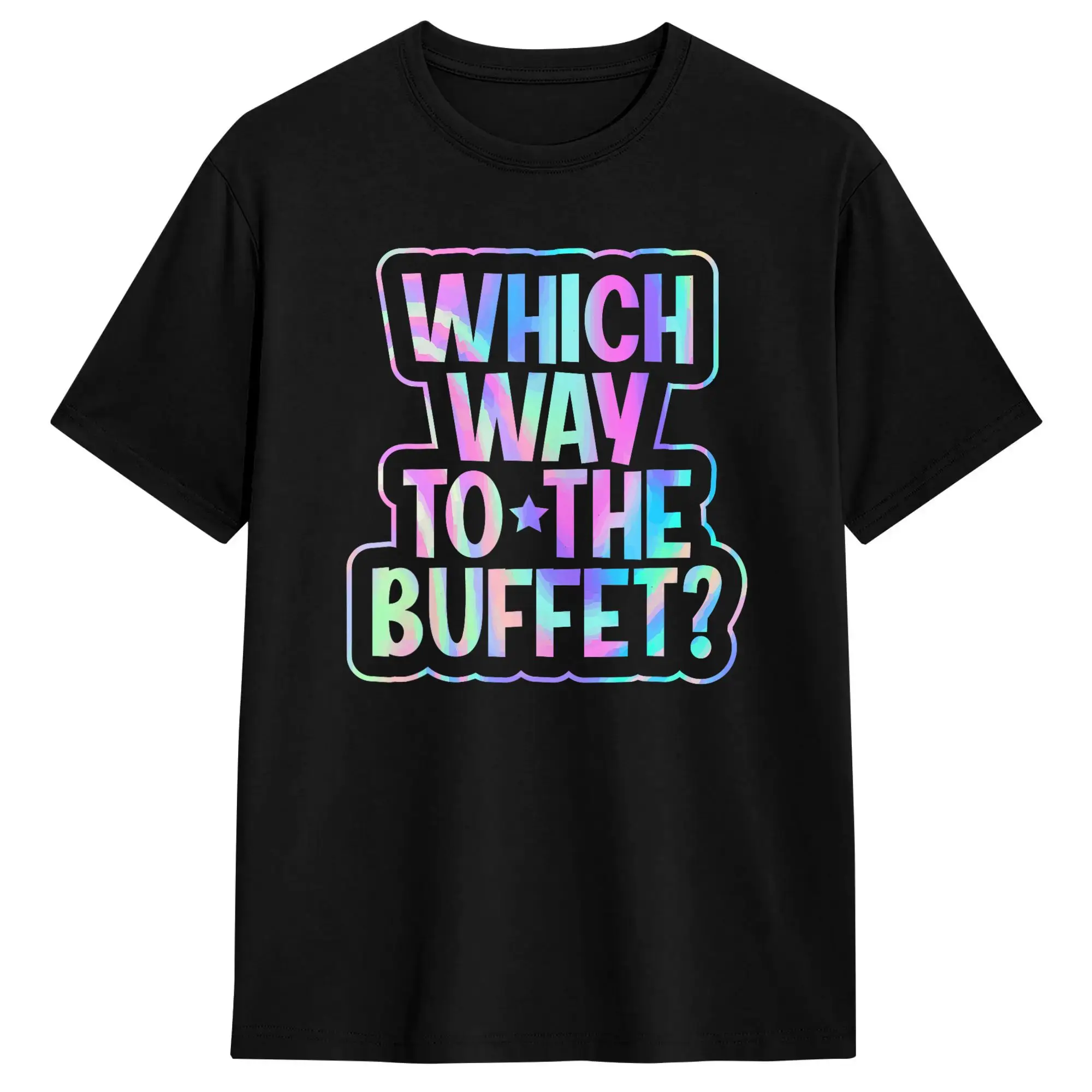 Men Which Way To The Buffet T Shirts  Pure Cotton Tees Beach Streetwear Short-Sleeve T Shirt Crew Neck Harajuku Design Tshirt