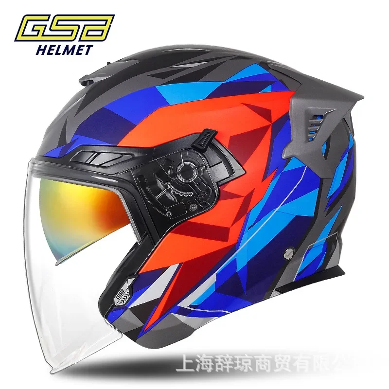 GSB 263 Motorcycle Helmet Dual Lens Half Capacete Electric Motobike Scooter Casco Motocross Street Men Knight Casque For Harley