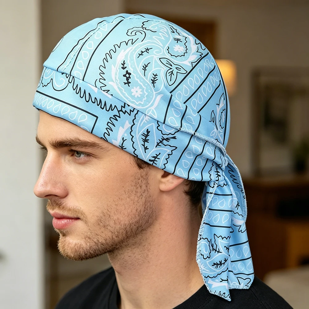 1/5 piezas Gorro de Paisley refrescante con estampado digital, elástico, para ciclismo, deportes, forro de casco para motocicleta y deportes al aire libre
