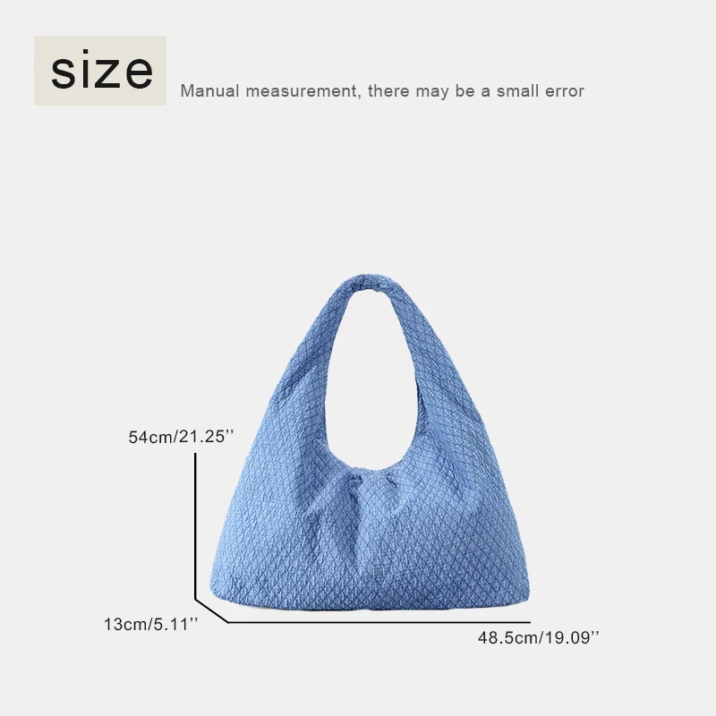 Large Capacity Denim Tote Bags Women Luxury Designer Handbag And Purse 2024 New In Embroidered Rhombus Pattern Underarm Shoulder