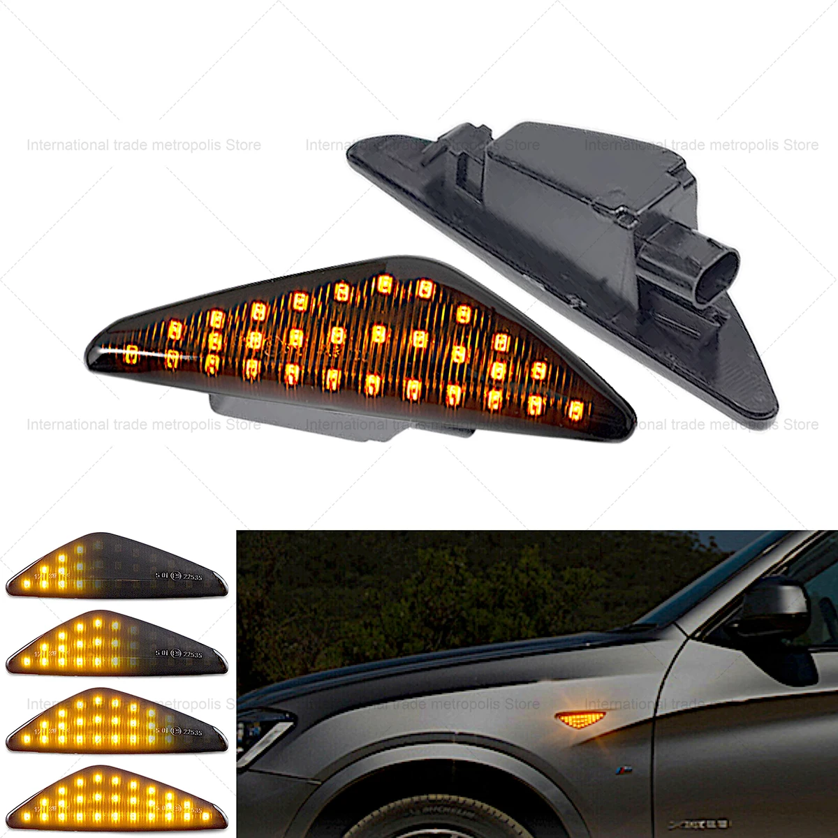 2pcs Led Dynamic Side Marker Turn Signal Light Sequential Blinker Light For BMW X5 E70 X6 E71 E72 X3 F25 Amber Indicator Lamp