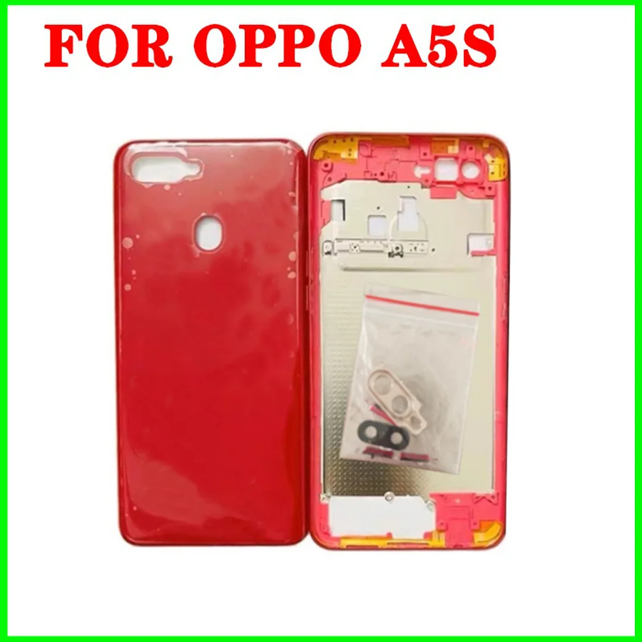 For Oppo A5S LCD Front frame With Camera Lens Side Button Back Battery cover Housing