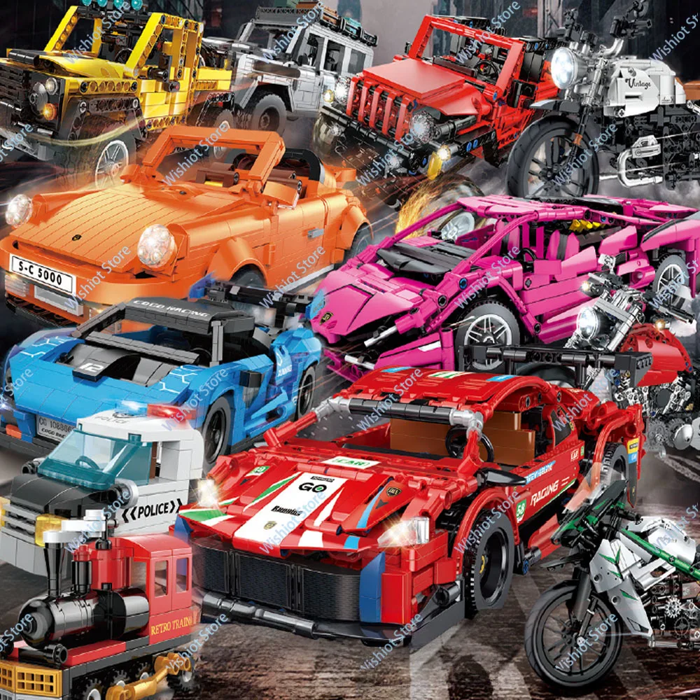 Building Blocks Eight Grid Racing Car Series Sports Car Model City Speed Champion Technical Vehicles Educational Toys Kids Gifts