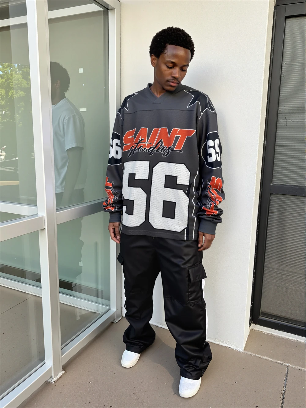 شبكة سانت طويلة الأكمام خمر البني عدد 56 تي شيرت الرجال النساء بلايز تي شيرت #6