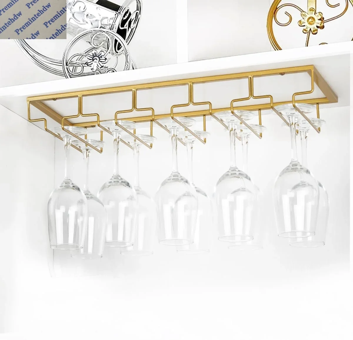 

1Pc Retro Wine Glass Rack Under Cabinet Stemware Holder Organizer Storage Hanger Black White Gold 3 4 5 Rows