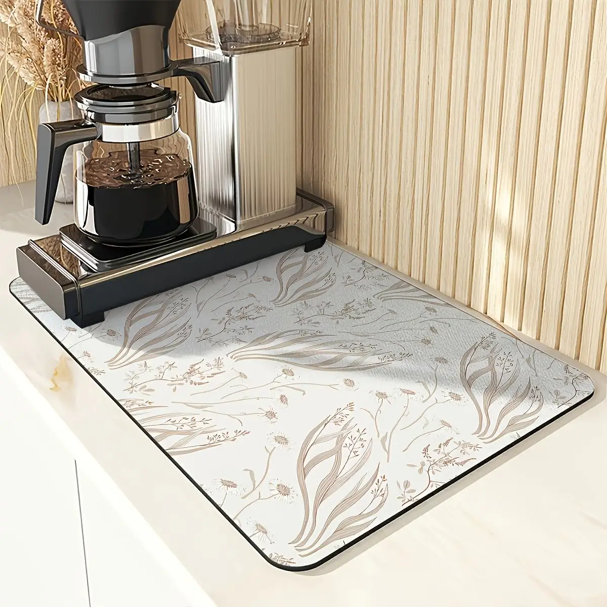 Dish Drying Mat Cute Bear Smile Printed Cushion Super Absorbent Espresso Coffee Maker Support Pad Kitchen Counter Mat