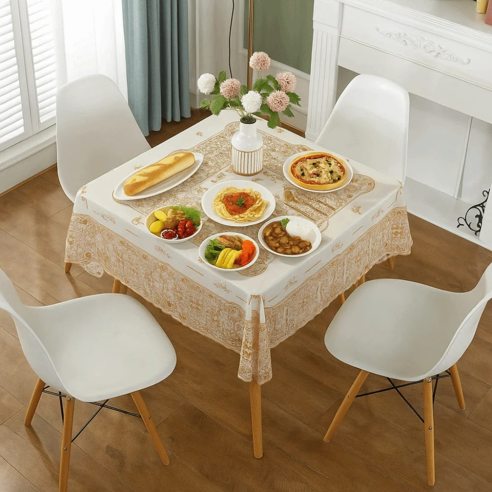

Waterproof Square Tablecloth Anti-Scald Washable Printed Table Cover Oil Resistant Anti Slip Table Mat Household