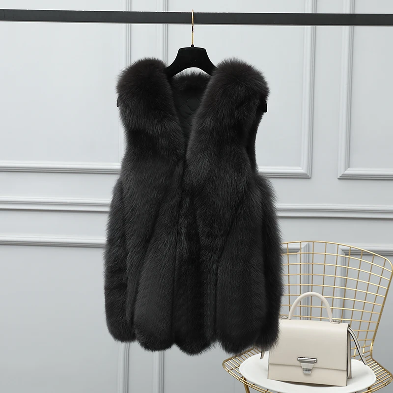 Women's high quality real fox fur vest 100% natural real fur  fashion fur coat jacket vest Genuine Leather coat