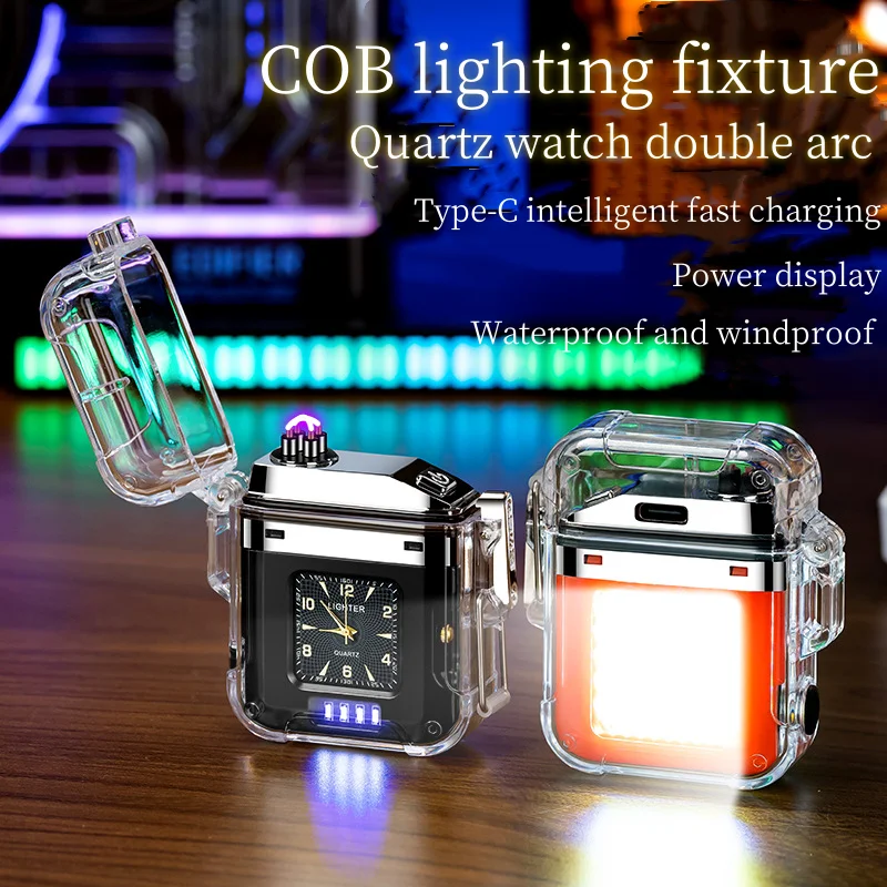 New waterproof and windproof portable watch lighter Type-C plasma rechargeable outdoor cigarette lighter cigarette accessories