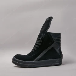 Casual Shoes Men High Top Trainers Ro Lace Up Quality Geobasket Sneakers Black Suede Leather Zip Flat Luxury Women Ankle Boots