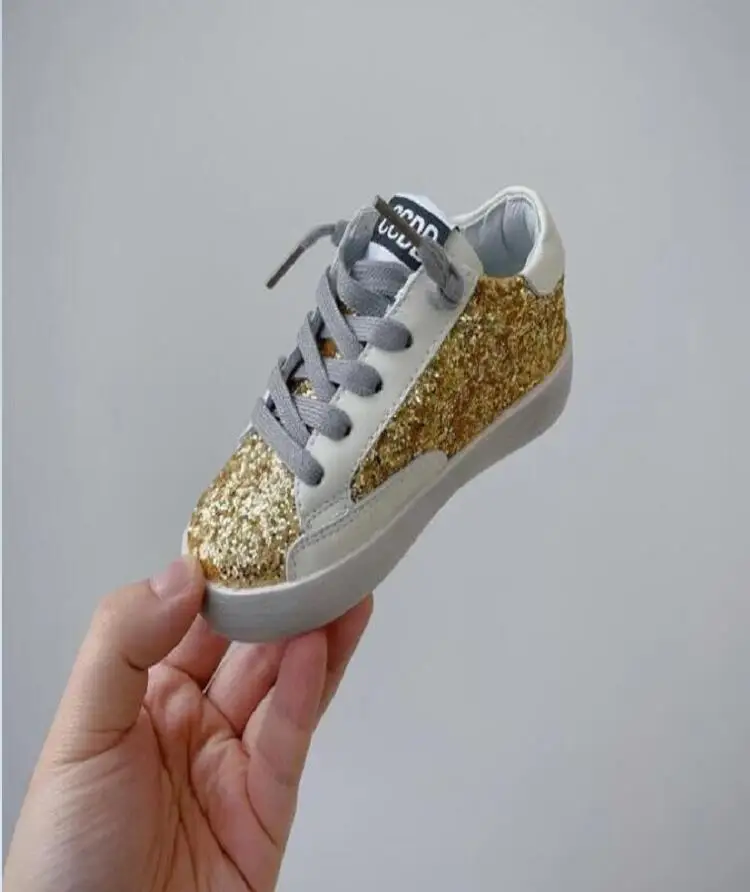 New Boys Casual Shoes Spring Autumn Kids Fashioln Sneakers Genuine Leather Sports Shoes Girl Sequin Skate Shoes Size 21-37