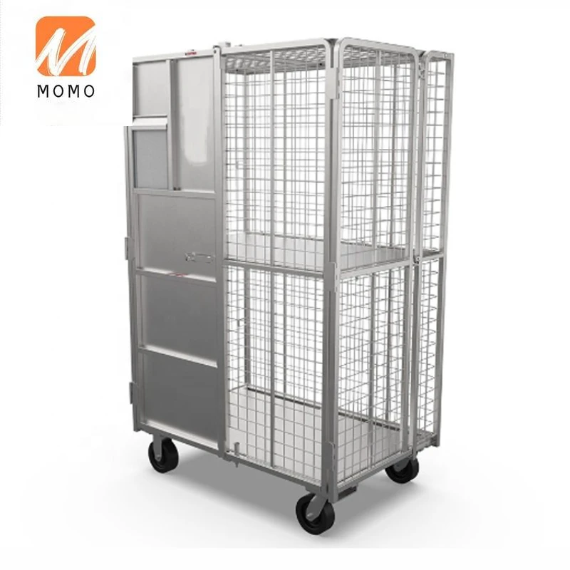 Logistics galvanized collapsible steel metal storage security cart cage with wheels