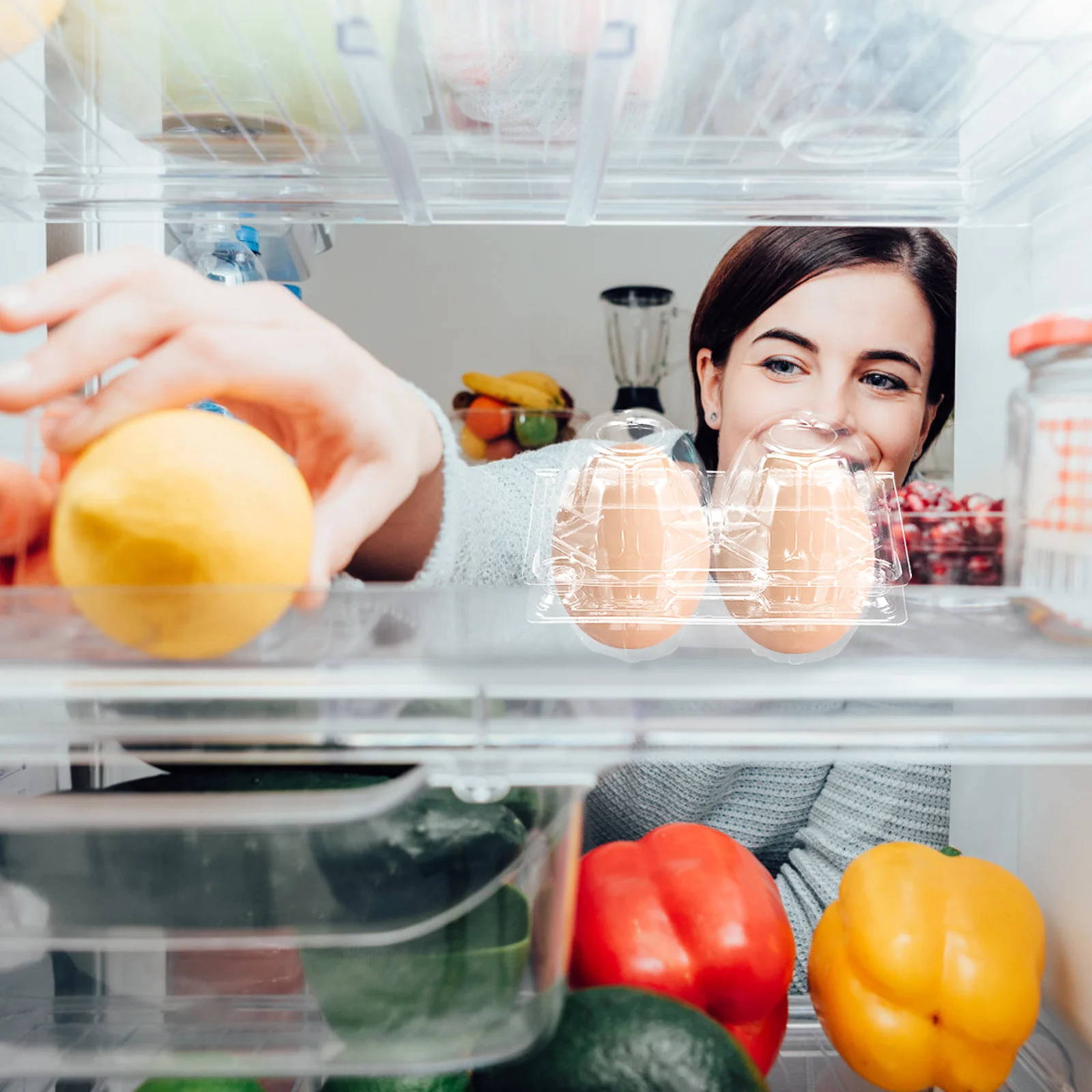 

50pcs Container 2-Slot Transparent Carton Lightweight Egg Storage Holder For Refrigerator Chicken Egg Packaging Organizer Empty