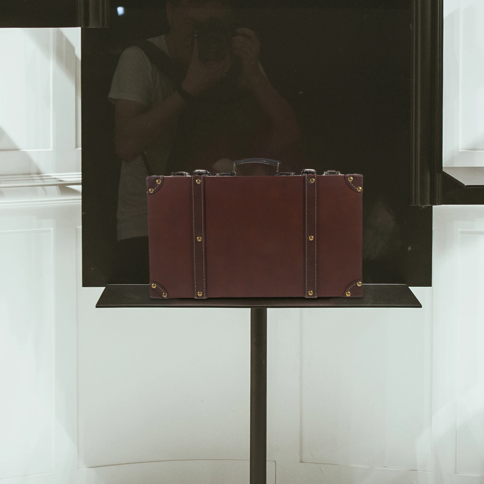 

Vintage Suitcase Storage Box Retro Luggage Decorative Trunk Travel Case Large Capacity Brown Comfortable Handle For Home