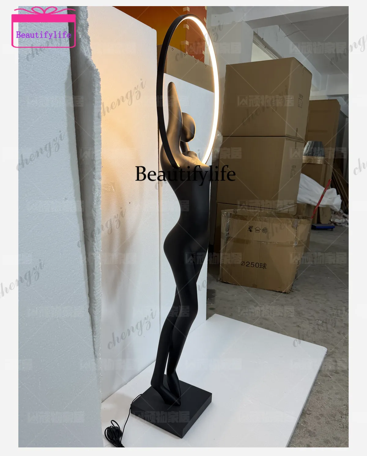a55 Modern simple abstract figure sculpture store ornament LED luminous art floor decoration home