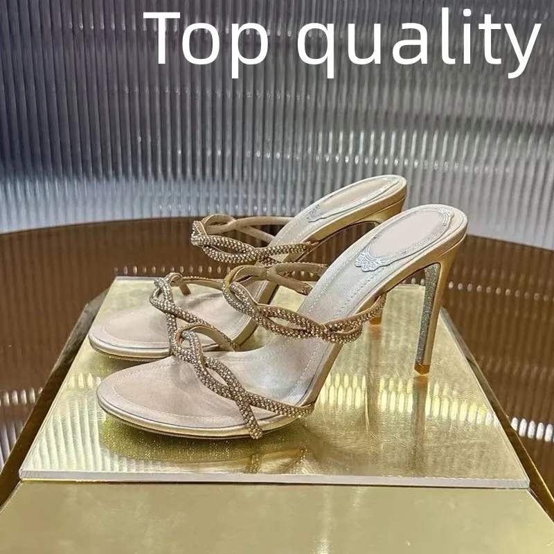 صنادل مصارع صيفية جديدة بكعب عالٍ مع زخرفة ماسية لامعة صنادل كاجوال نسائية مفتوحة من الأمام موضة خارجية مع h