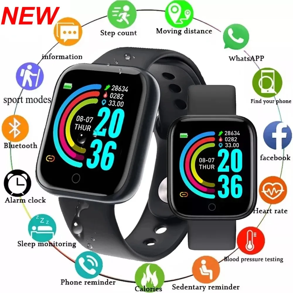 Smartwatch D20Pro męskie damskie zegarek z trackerem Fitness sportowe tętno Monitor ciśnienia krwi wodoodporne Smartwatch dla androida IOS