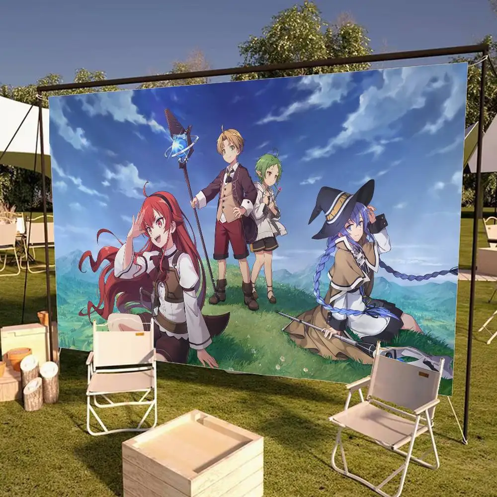 Bandera artesanal de Mushoku Tensei Isekai Ittara Honki Dasu para foto de grupo familiar, sala de estar, decoración del hogar, dormitorio, arte de la pared, pancarta decorativa