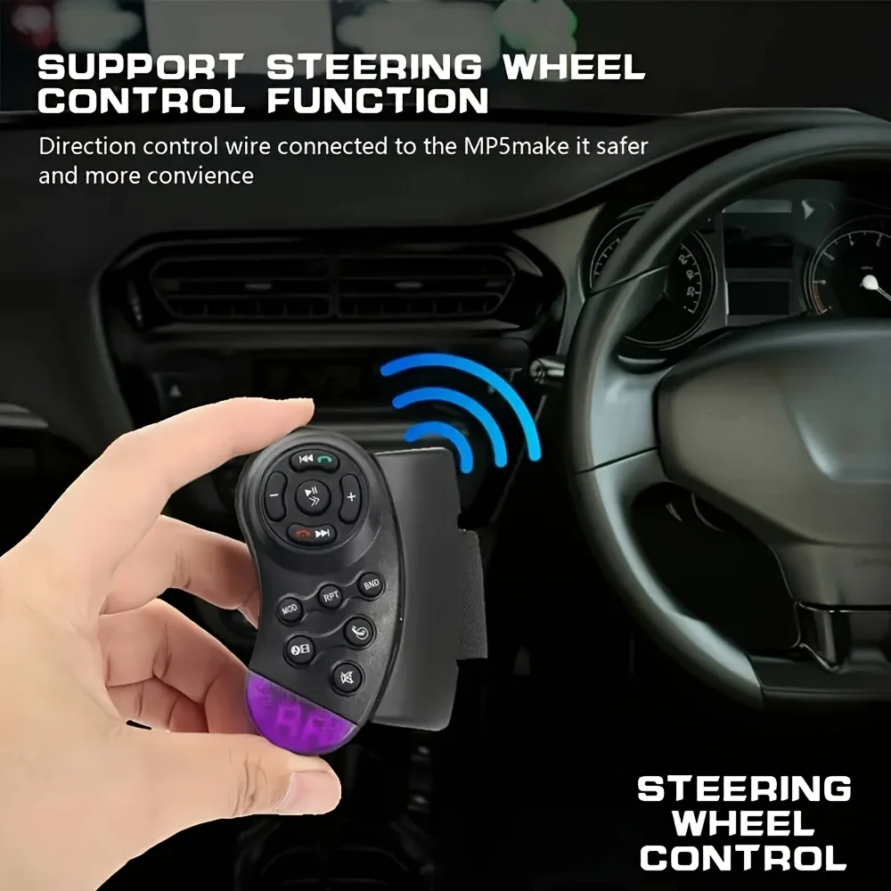 مشغل MP5/MP4 للسيارة مقاس 7 بوصات مع شاشة تعمل باللمس، وصلة مرآة، منفذ من النوع C والتحكم في عجلة القيادة - راديو ستيريو للوسائط المتعددة 2DIN