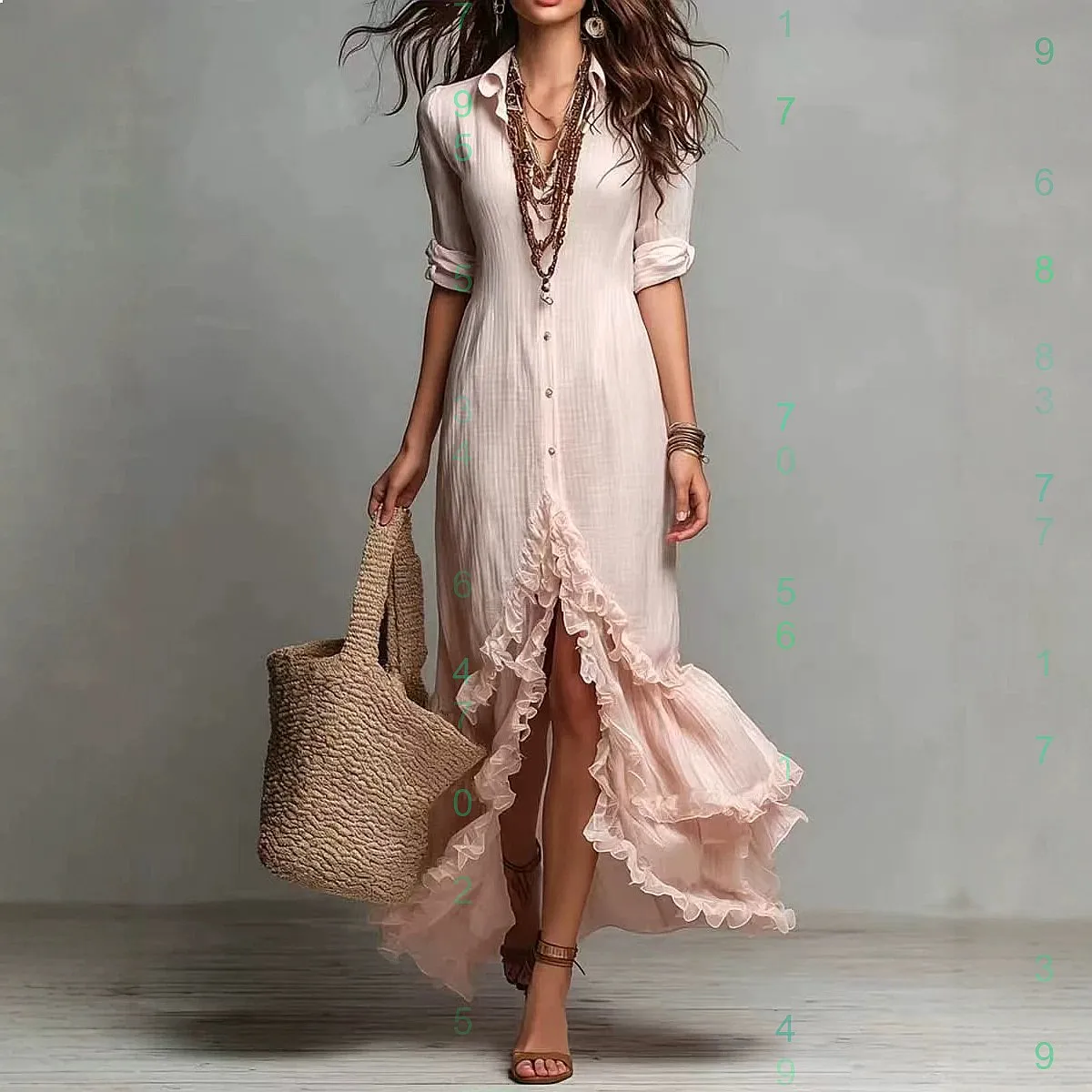 เดรสผ้าฝ้ายลินินทรงหลวม แต่งระ - Casual Loose Linen Shirt Dress บทวิจารณ์และราคา