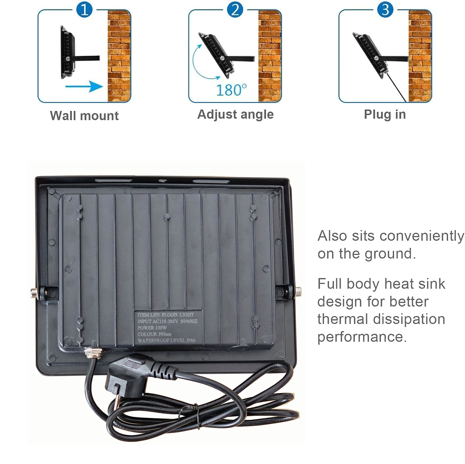 39nm الأشعة فوق البنفسجية كشاف ضوء 30 واط 50 واط 100 واط في الهواء الطلق الكاشف الأشعة فوق البنفسجية الفلورسنت المرحلة مصباح IP66 مقاوم للماء 85 فولت-240 فولت لحزب ديسكو