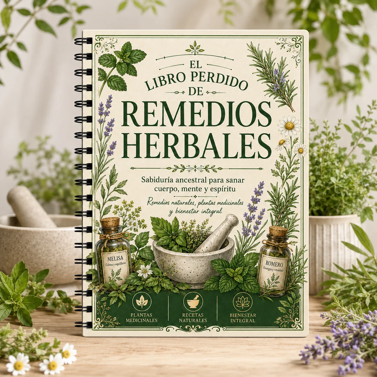 Herbal Wellness Recipes - Журнал испанских травяных рецептов A5, спиральный