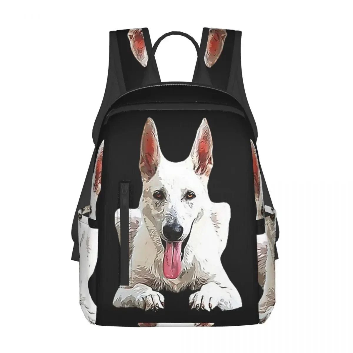 

White Swiss Shepherd White German Shepherd Backpack Daypack Large Capacity Boys Girls BookBag Shoulder Bags for Men Women