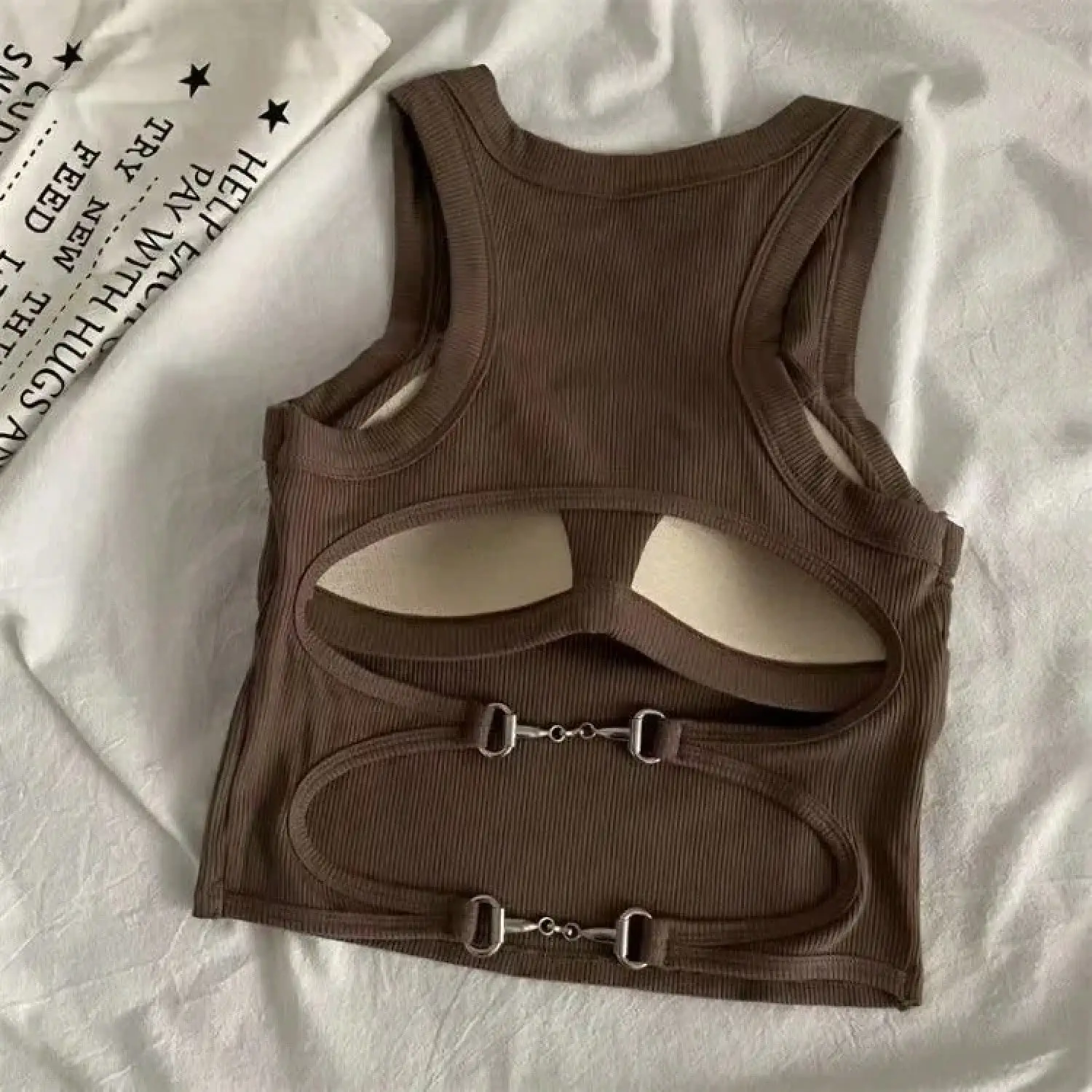 

New Women Sports Tank Tops With Bra Pad Casual Crop Tops Backless Knitt Running Camisole For Women Y2K Streetwear Tops