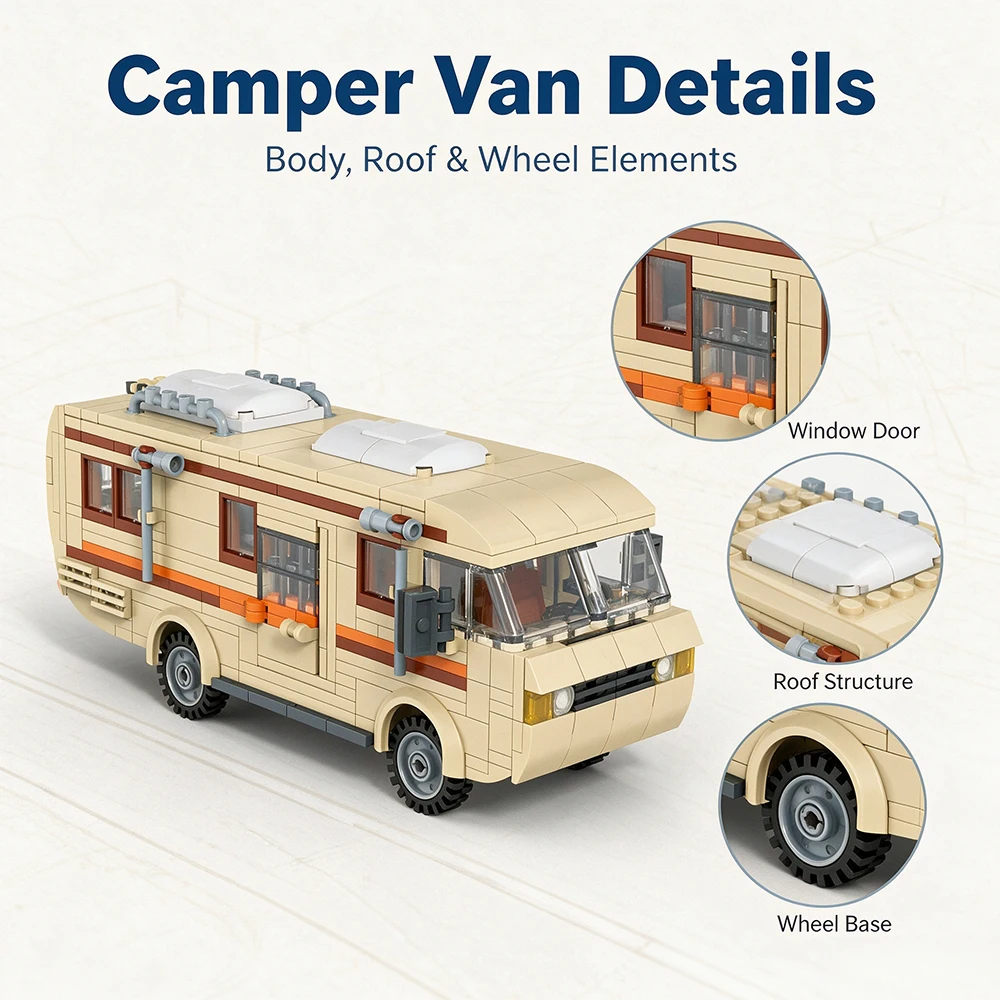 MOC Breaking Bad Cooking Lab RV Car Building Blocks Kit High-tech Bus Vehicle DIY Educational Model Van Toys Gifts
