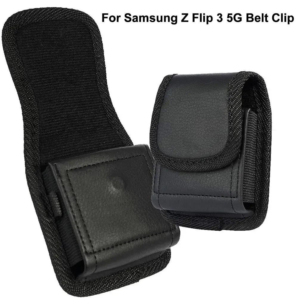 Leather Phone Pouch For Samsung Z Flip 3 5G Belt Clip Oxford Cloth Phone Case For Galaxy Z Flip3 5G Waist Bag