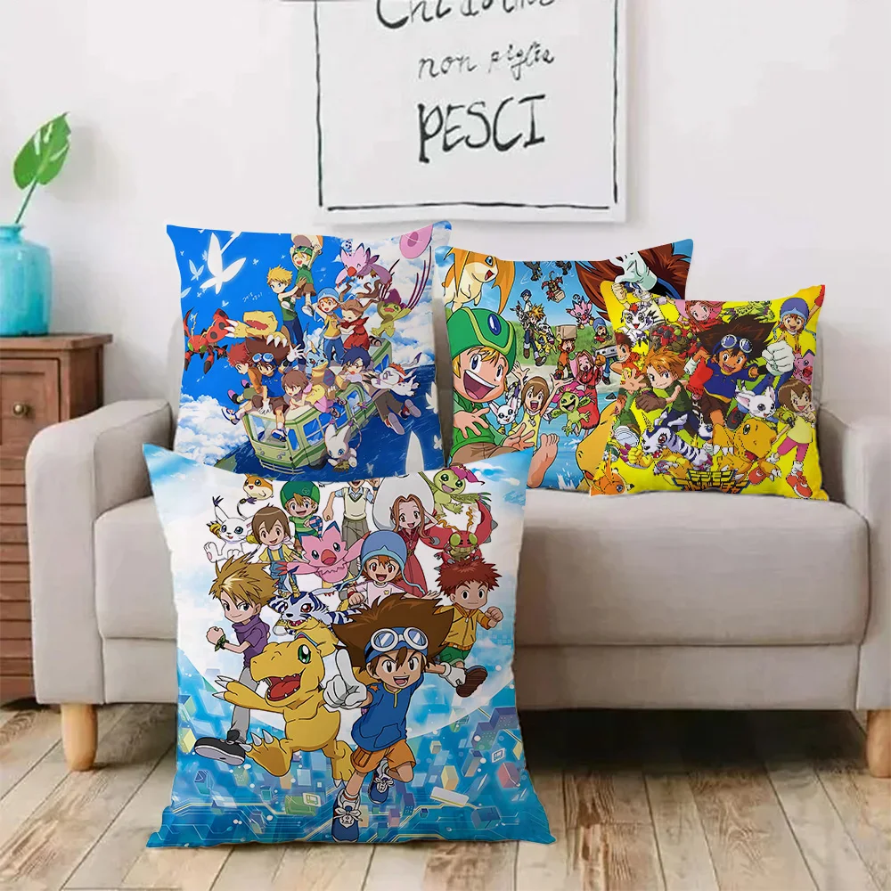 Pillow Covers Cute D-DigimonS Greymons Cartoon Sofa Decorative Home Double-sided Printing Short Plush Cute Cushion Cover